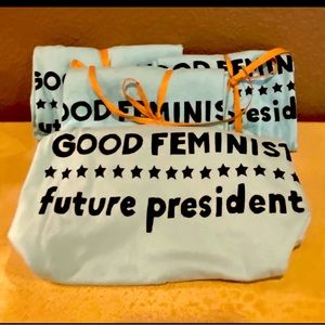 NWT Good Feminist Future President T-shirt Light Blue Girls Y8
